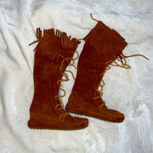 Front Lace Knee High Minnetonka Boots